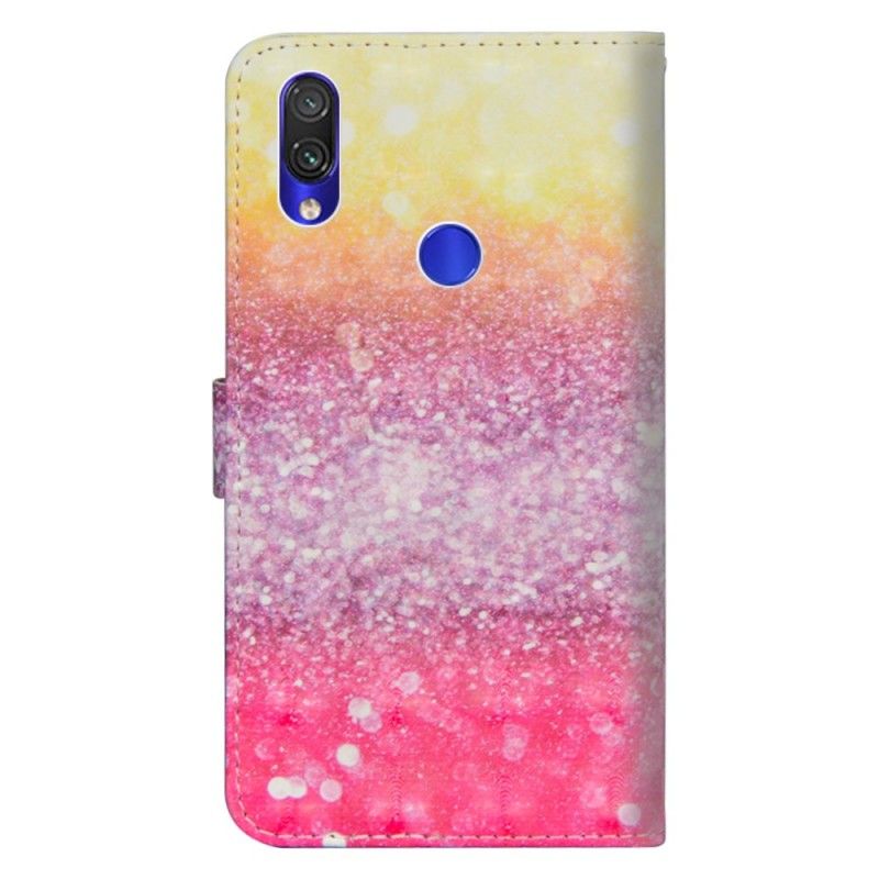 Leren Hoesje voor Xiaomi Redmi Note 7 Verloop Magenta Glitter