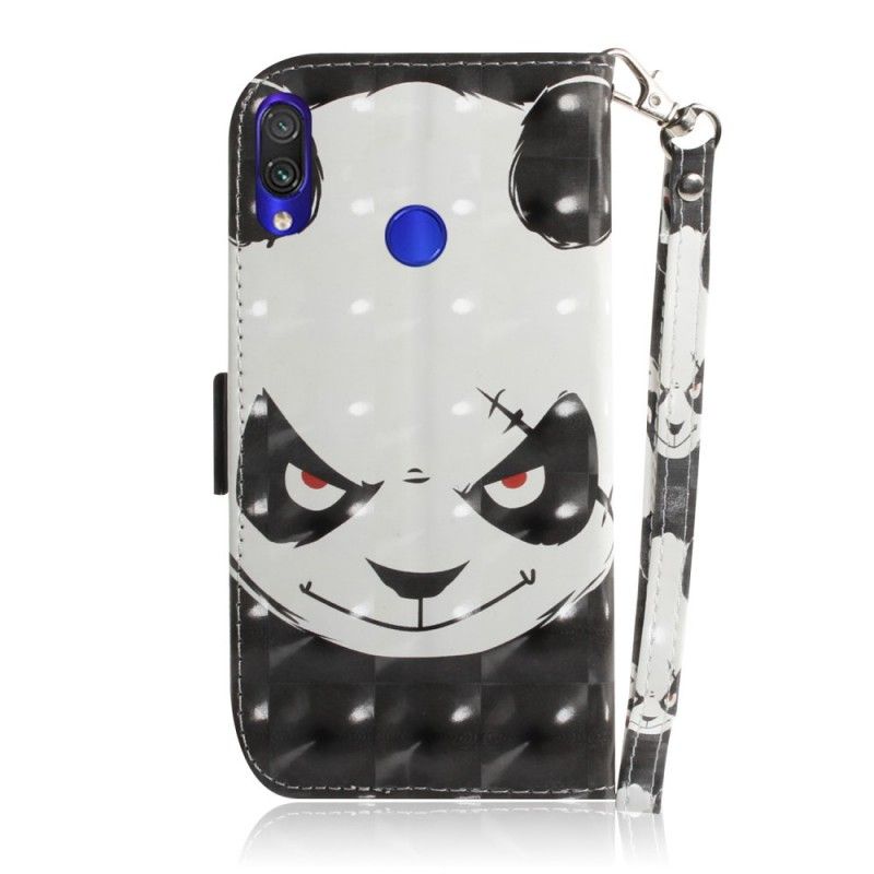 Leren Hoesje Xiaomi Redmi Note 7 Boze Panda Met String