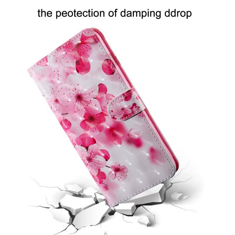 Leren Hoesje Xiaomi Redmi Note 7 Telefoonhoesje Roze Bloemen