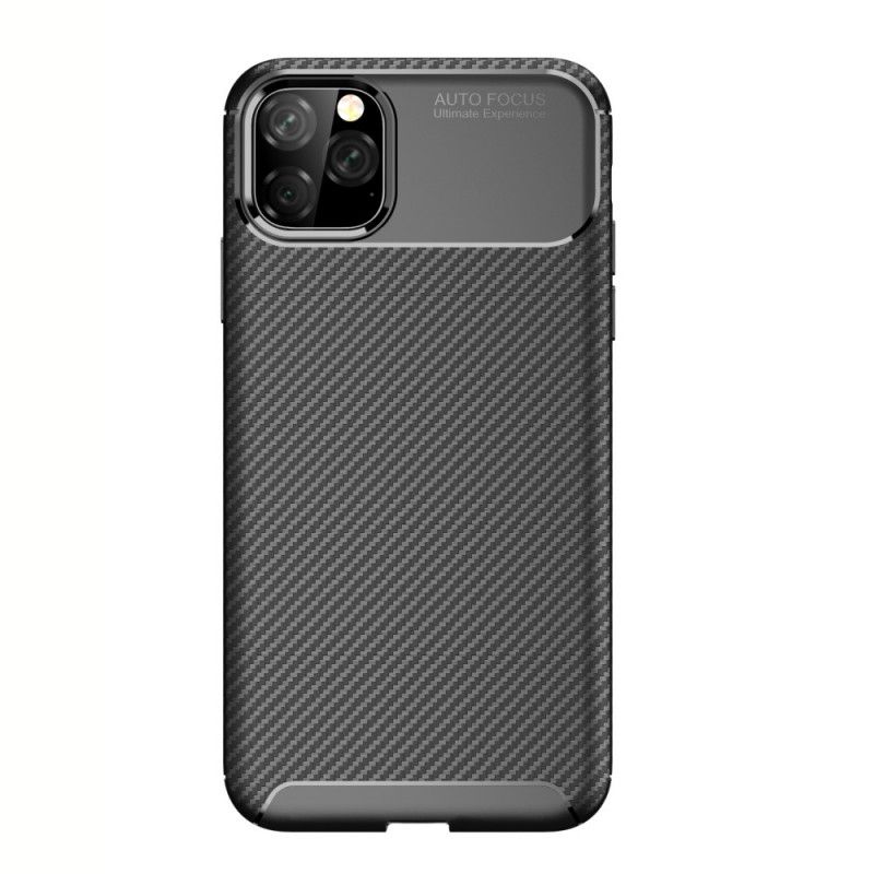 Case Hoesje iPhone 11 Pro Max Donkerblauw Zwart Telefoonhoesje Flexibele Koolstofvezeltextuur