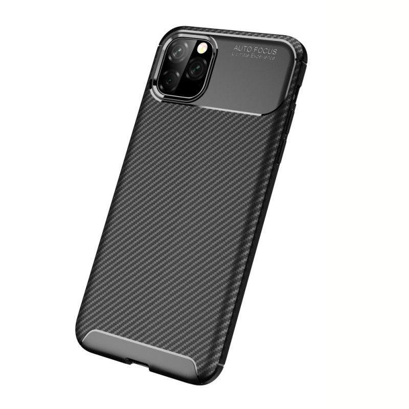 Case Hoesje iPhone 11 Pro Max Donkerblauw Zwart Telefoonhoesje Flexibele Koolstofvezeltextuur