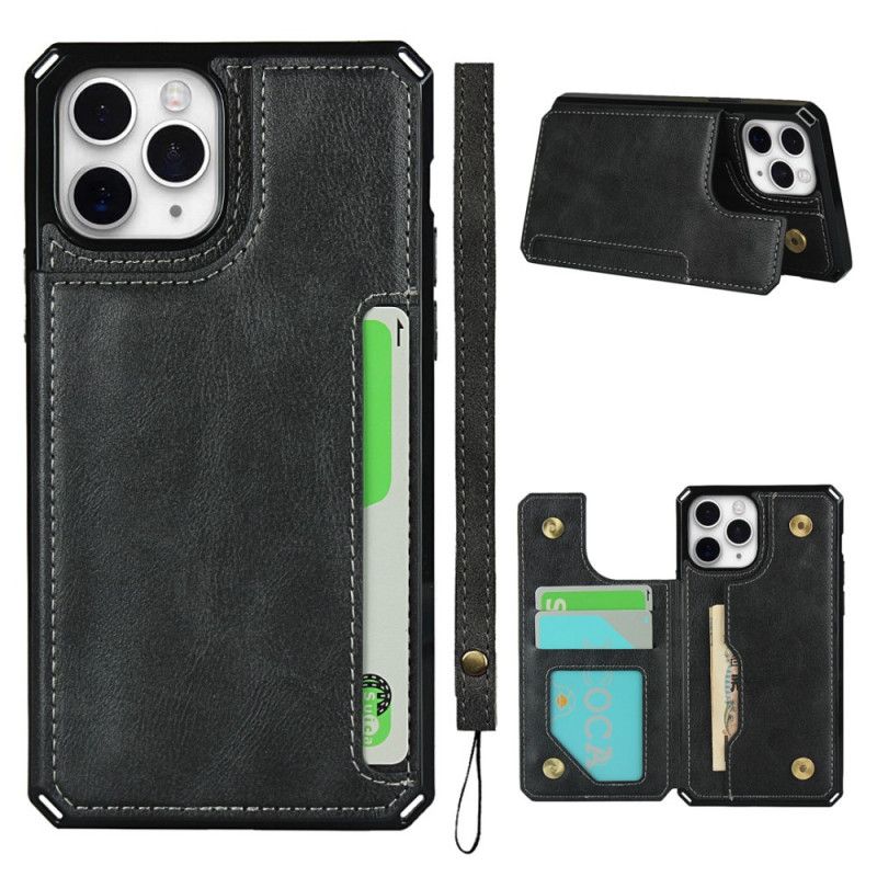 Case Hoesje iPhone 11 Pro Max Grijs Zwart Telefoonhoesje Multifunctioneel Met Riem