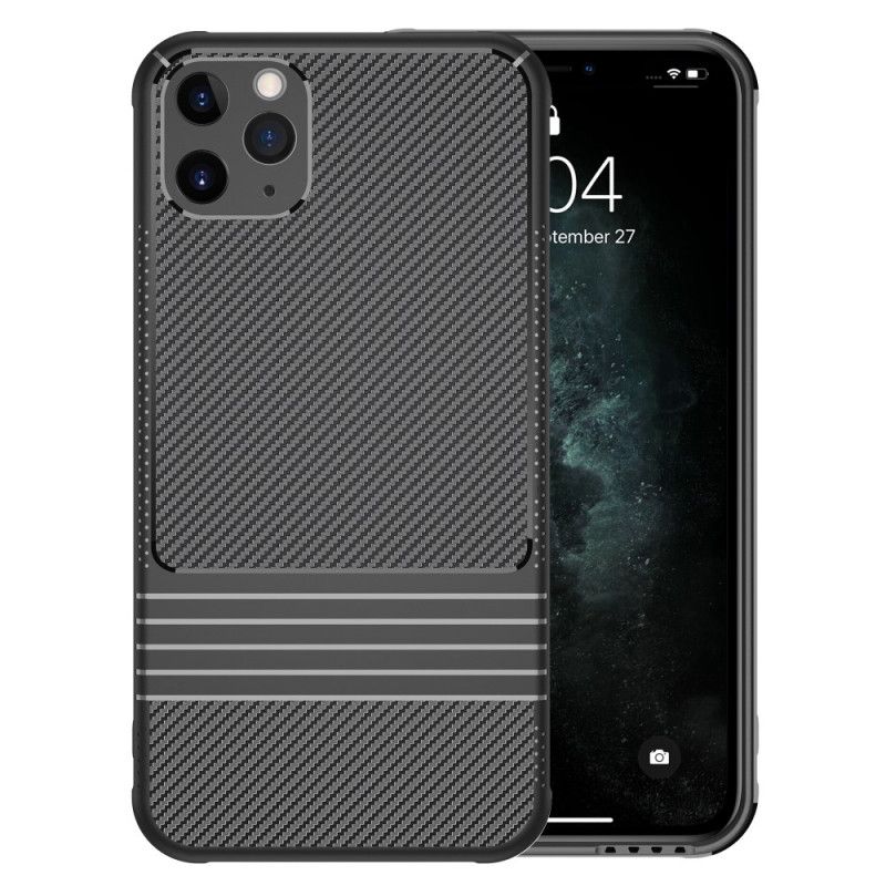 Case Hoesje iPhone 11 Pro Max Groen Zwart Telefoonhoesje Leeu Koolstofvezel