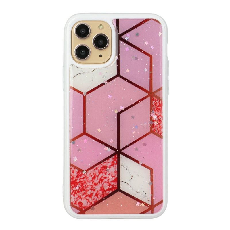 Case Hoesje iPhone 11 Pro Max Lichtblauw Magenta Telefoonhoesje Ontwerp Van Siliconen En Epoxy-Marmer