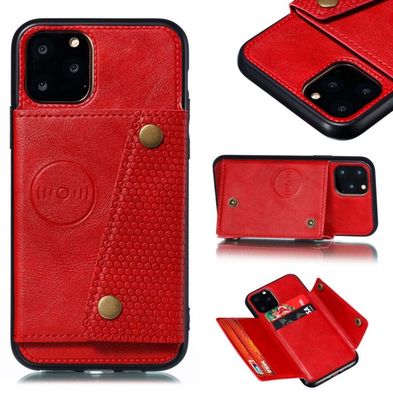 Case Hoesje iPhone 11 Pro Max Rood Grijs Telefoonhoesje Snap Portemonnee