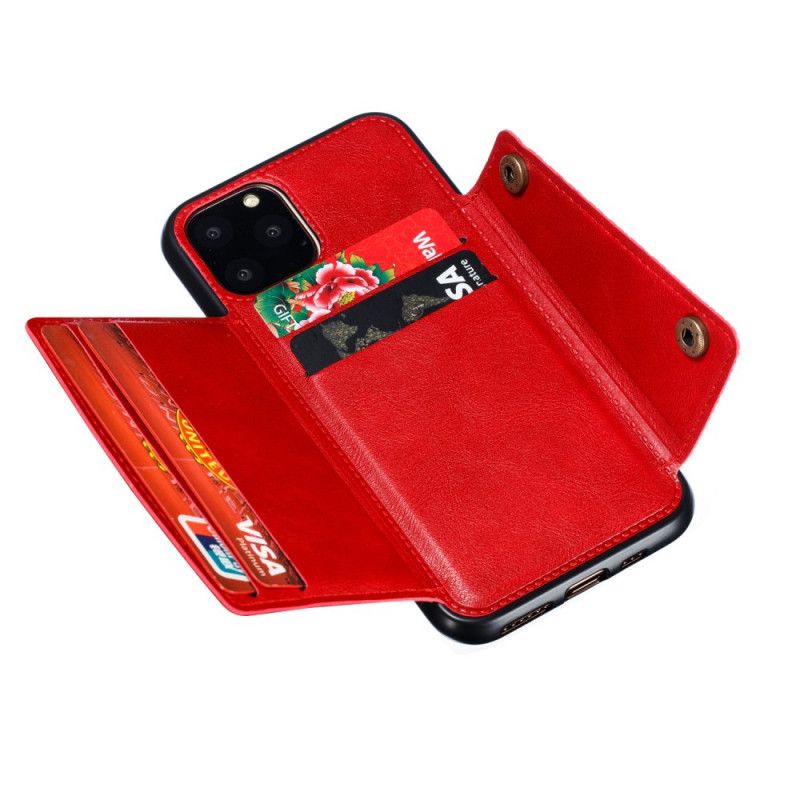 Case Hoesje iPhone 11 Pro Max Rood Grijs Telefoonhoesje Snap Portemonnee