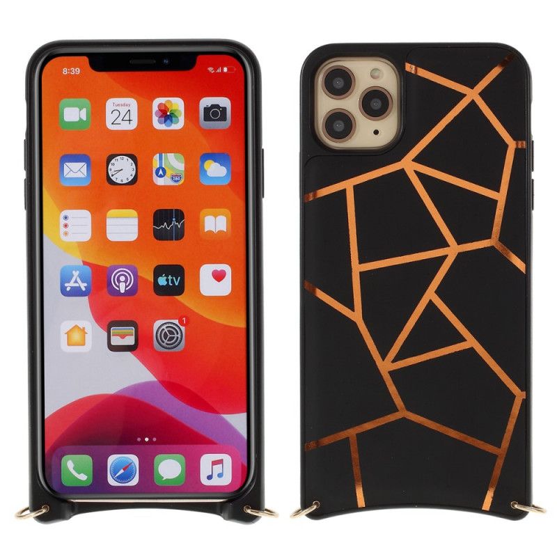 Case Hoesje iPhone 11 Pro Max Rood Zwart Telefoonhoesje Flitsend Met Gemeenschappelijke Snaar