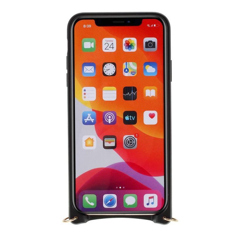 Case Hoesje iPhone 11 Pro Max Rood Zwart Telefoonhoesje Flitsend Met Gemeenschappelijke Snaar