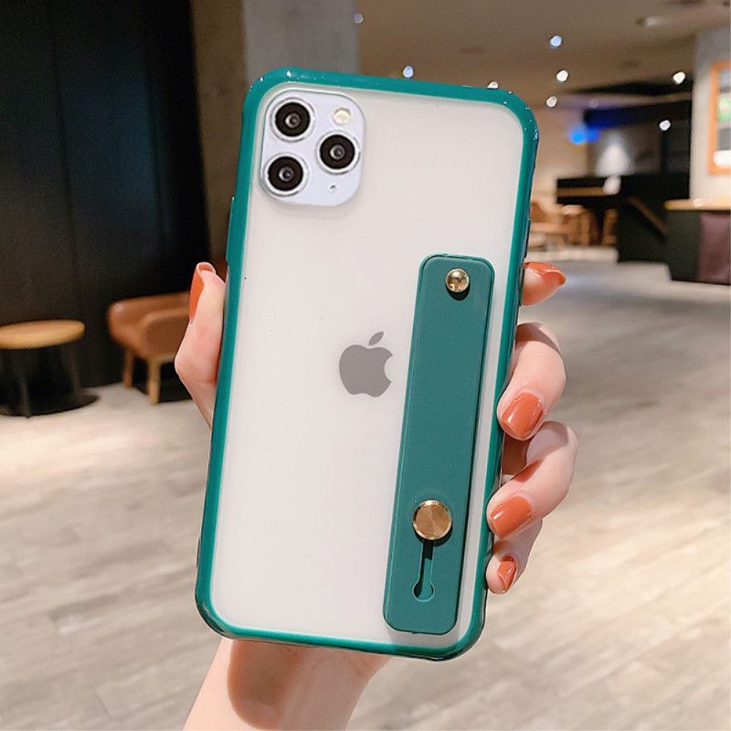 Case Hoesje iPhone 11 Pro Max Wit Zwart Telefoonhoesje Hybride Met Draagriem