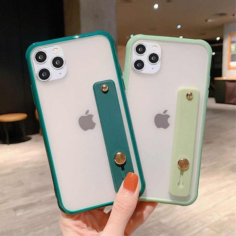 Case Hoesje iPhone 11 Pro Max Wit Zwart Telefoonhoesje Hybride Met Draagriem