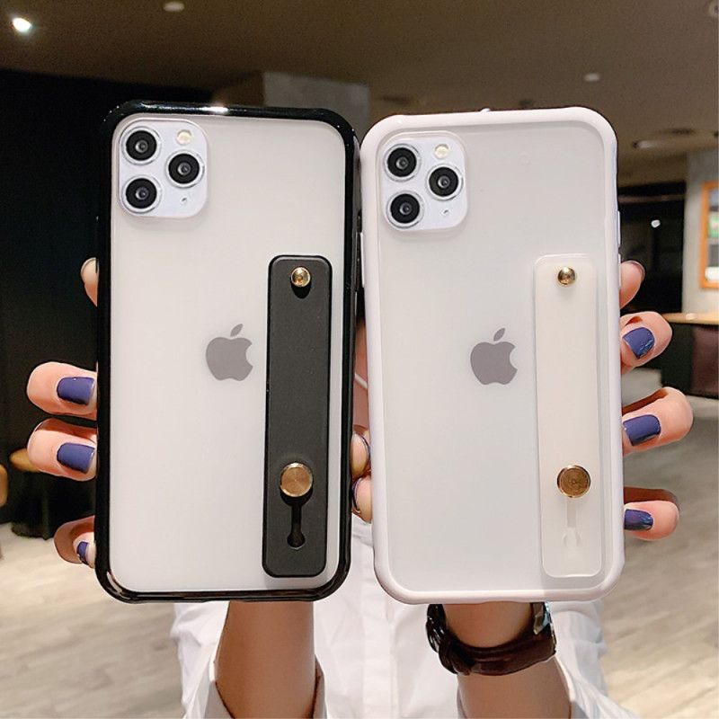 Case Hoesje iPhone 11 Pro Max Wit Zwart Telefoonhoesje Hybride Met Draagriem