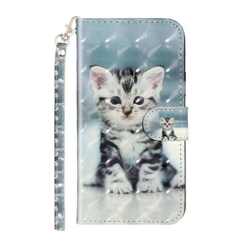 Cover Folio-hoesje iPhone 11 Pro Max Telefoonhoesje Kitten Light Spots Met String