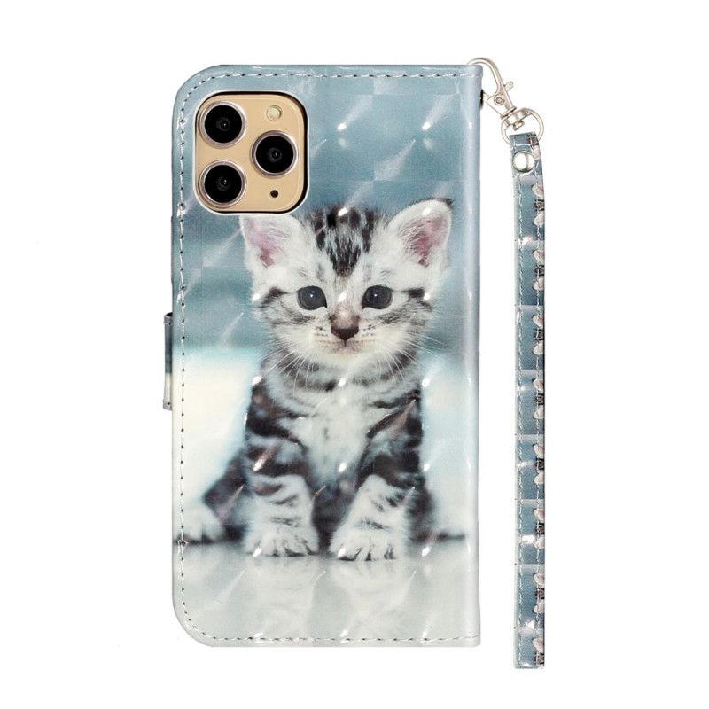 Cover Folio-hoesje iPhone 11 Pro Max Telefoonhoesje Kitten Light Spots Met String