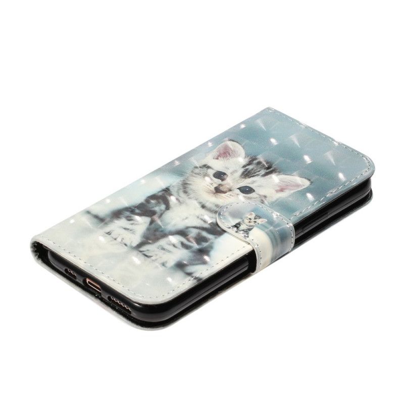 Cover Folio-hoesje iPhone 11 Pro Max Telefoonhoesje Kitten Light Spots Met String