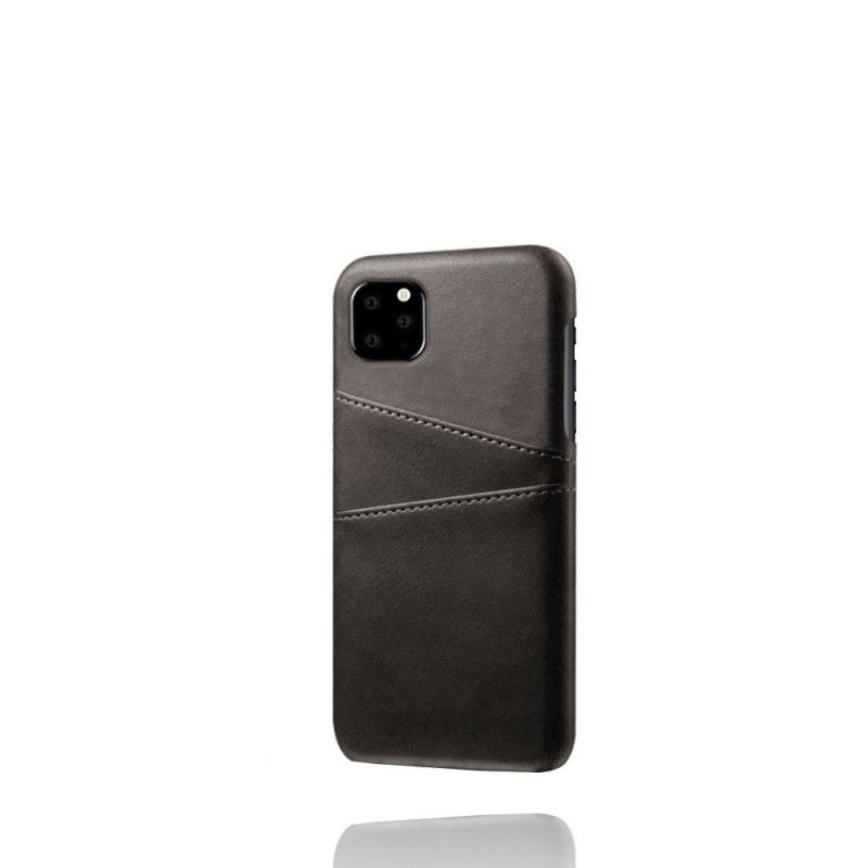 Cover Hoesje iPhone 11 Pro Max Grijs Zwart Telefoonhoesje Dubbele Kaarthouder