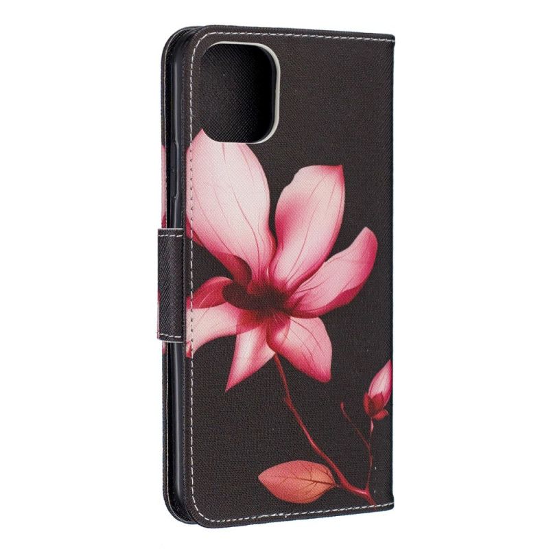 Flip Case Leren iPhone 11 Pro Max Roze Bloem