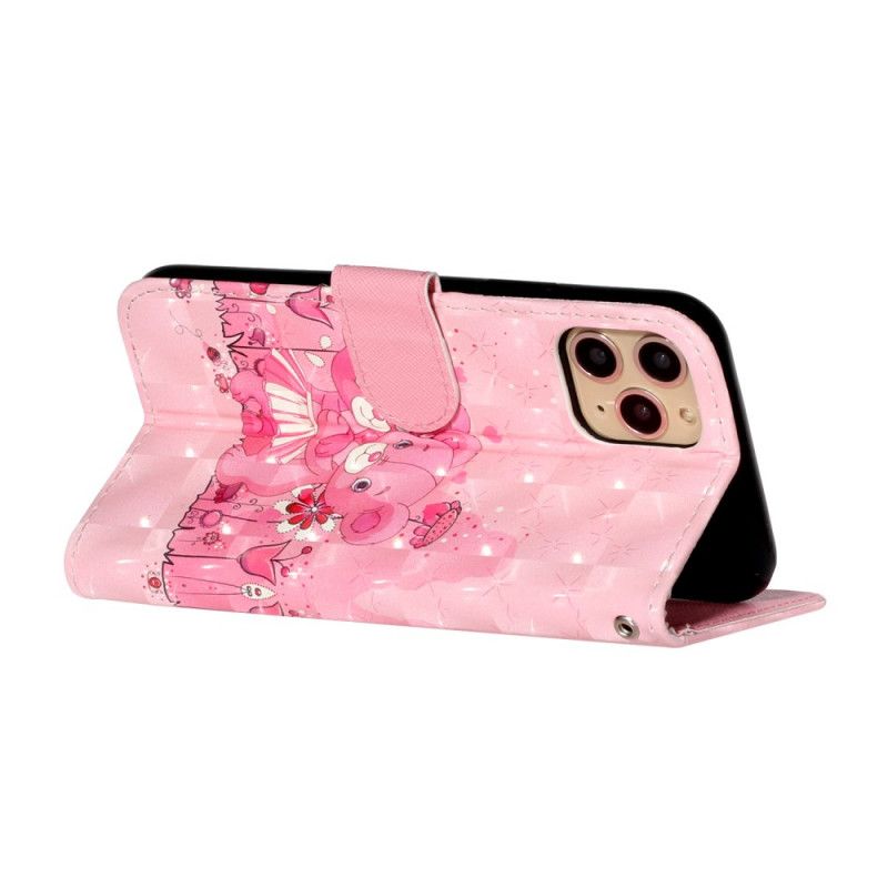 Flip Case Leren iPhone 11 Pro Max Teddyberen Lichte Vlekjes Met String