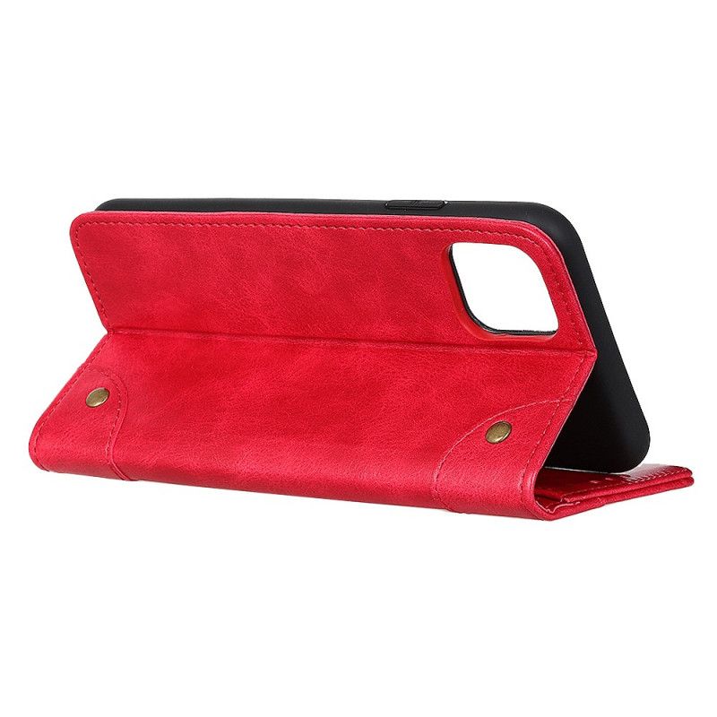 Folio-hoesje iPhone 11 Pro Max Rood Zwart Telefoonhoesje Vintage Klinknagelversie