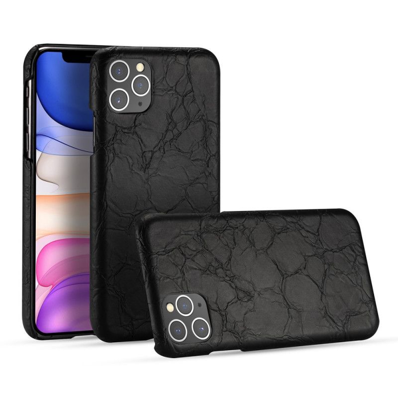 Hoesje iPhone 11 Pro Max Bruin Zwart Krokodillenhuidtextuur