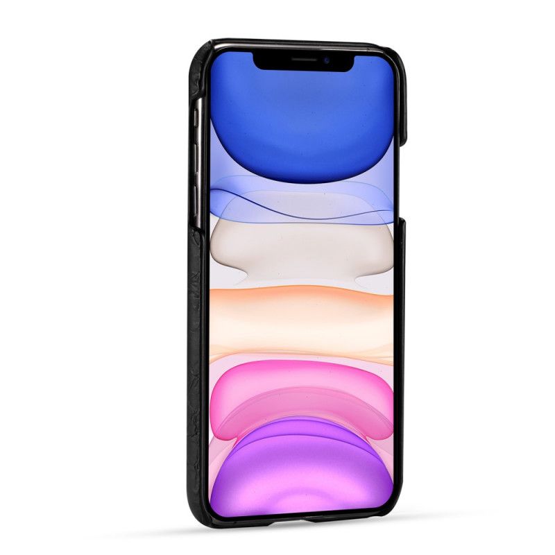 Hoesje iPhone 11 Pro Max Bruin Zwart Krokodillenhuidtextuur