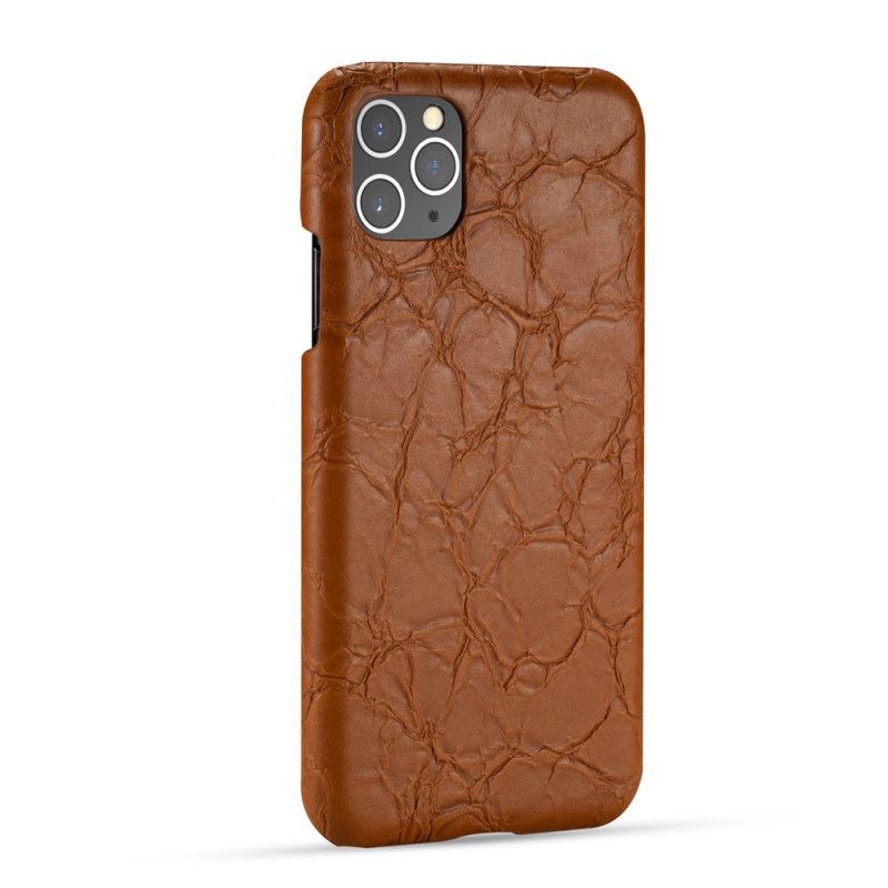 Hoesje iPhone 11 Pro Max Bruin Zwart Krokodillenhuidtextuur