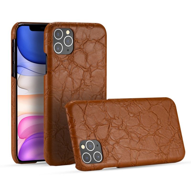 Hoesje iPhone 11 Pro Max Bruin Zwart Krokodillenhuidtextuur