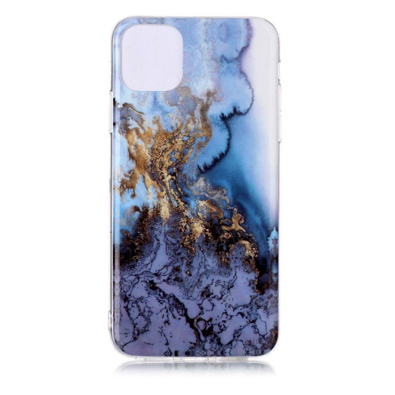 Hoesje iPhone 11 Pro Max Donkerblauw Oranje Ongelooflijk Marmer