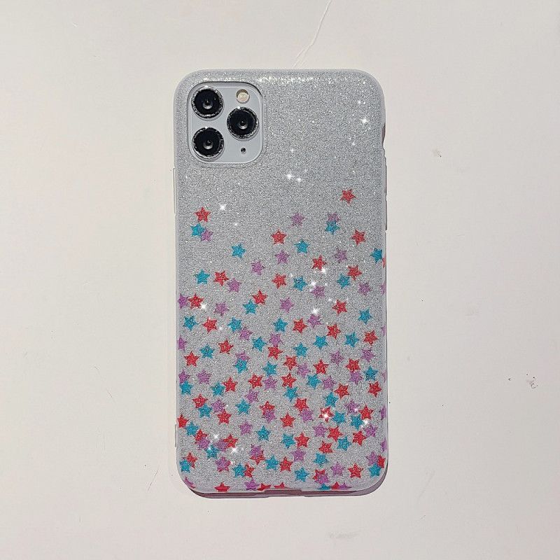 Hoesje iPhone 11 Pro Max Donkerblauw Wit Ster Glitter