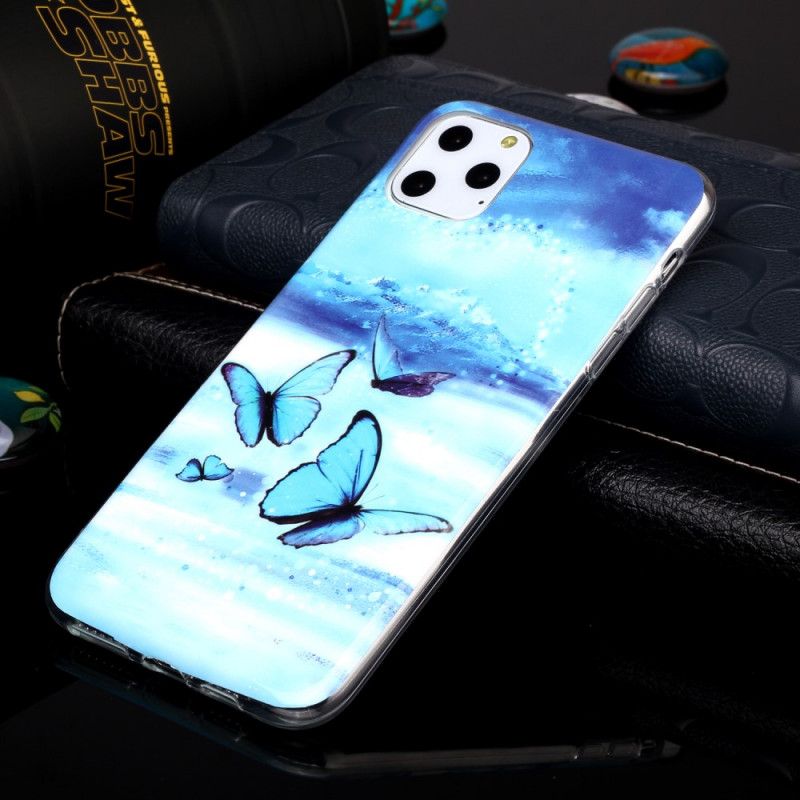 Hoesje iPhone 11 Pro Max Fluorescerende Vlinders