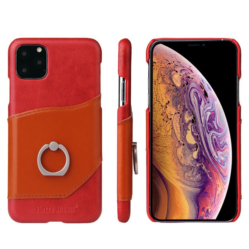 Hoesje iPhone 11 Pro Max Groen Rood Fierre Shann Kaarthouder En Steunring