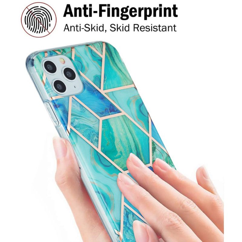 Hoesje iPhone 11 Pro Max Groen Wit Geometrie Van Siliconenmarmer