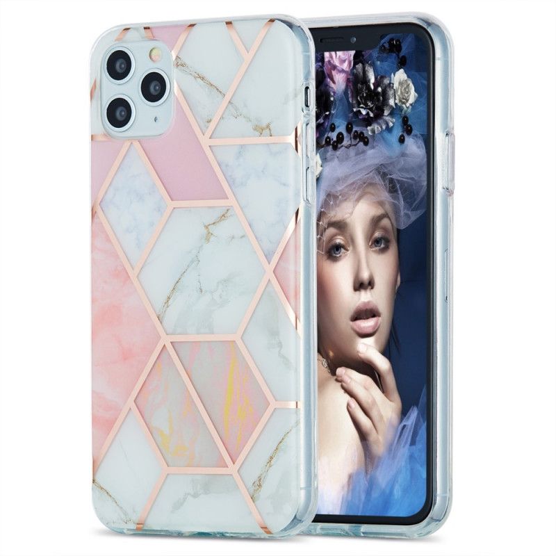 Hoesje iPhone 11 Pro Max Groen Wit Geometrie Van Siliconenmarmer