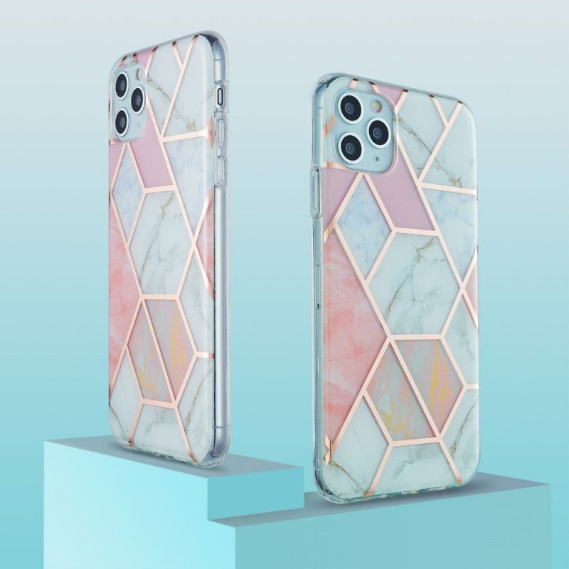 Hoesje iPhone 11 Pro Max Groen Wit Geometrie Van Siliconenmarmer