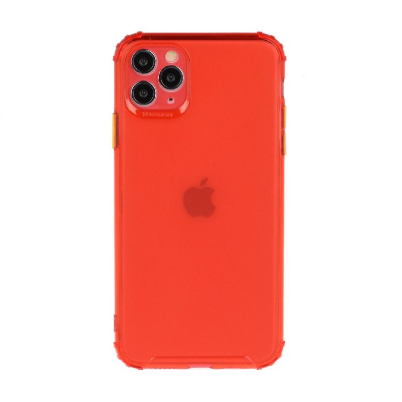 Hoesje iPhone 11 Pro Max Magenta Rood Transparant Gekleurde Knopen