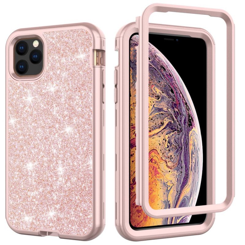 Hoesje iPhone 11 Pro Max Paars Zwart Hybride Glitter