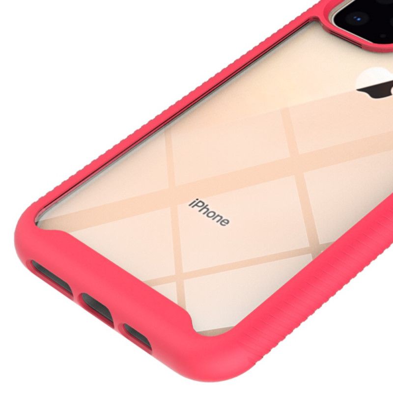 Hoesje iPhone 11 Pro Max Rood Wit Hybride Flitsend Randontwerp