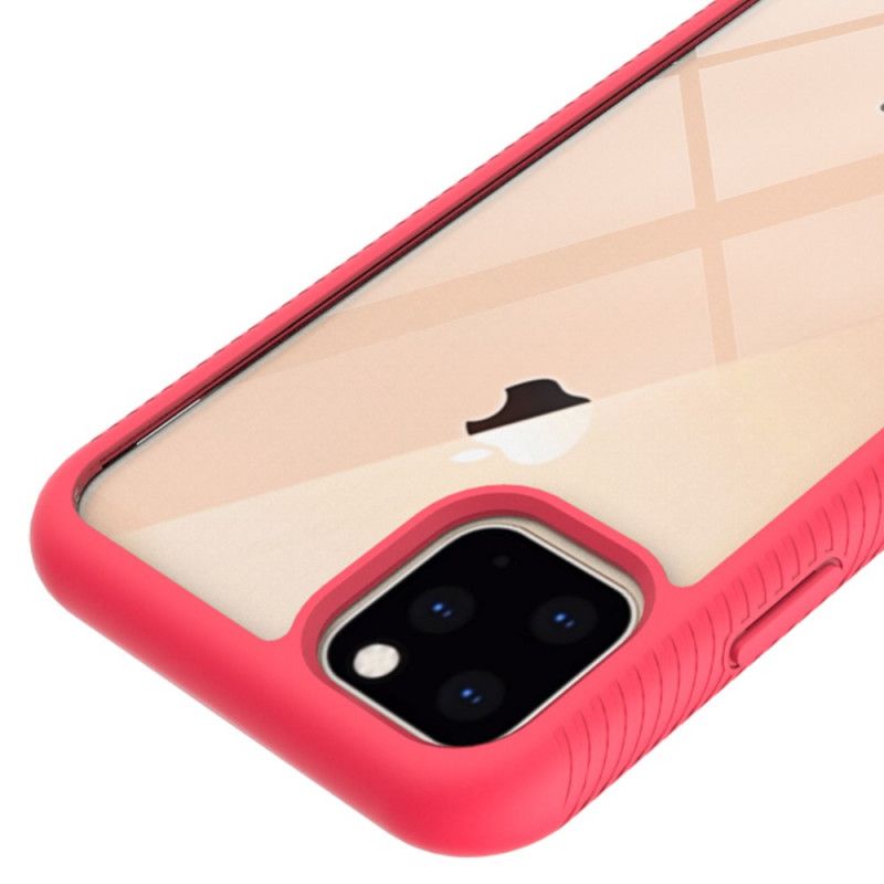 Hoesje iPhone 11 Pro Max Rood Wit Hybride Flitsend Randontwerp