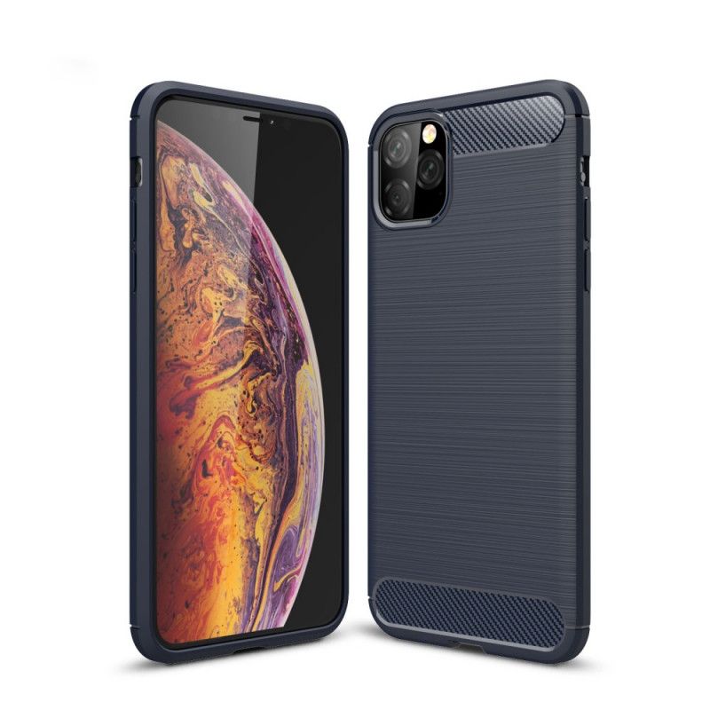 Hoesje iPhone 11 Pro Max Rood Zwart Geborsteld Koolstofvezel