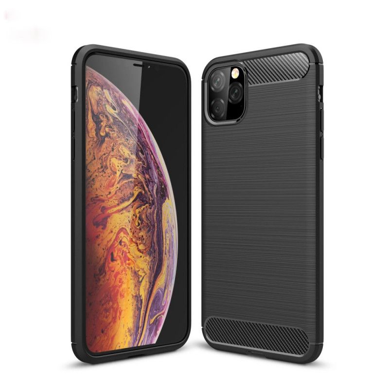 Hoesje iPhone 11 Pro Max Rood Zwart Geborsteld Koolstofvezel