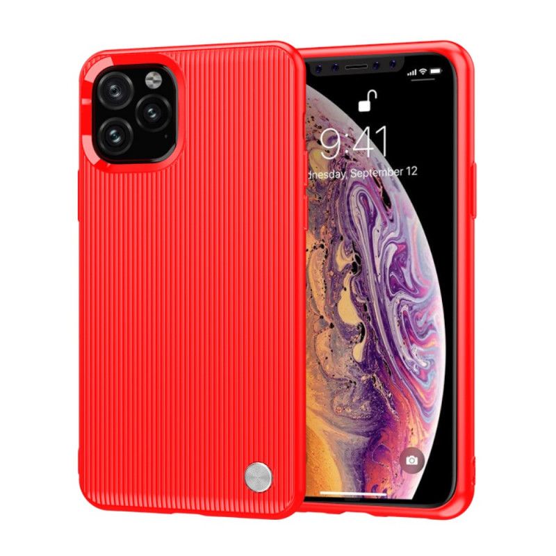 Hoesje iPhone 11 Pro Max Rood Zwart Getextureerde Siliconen