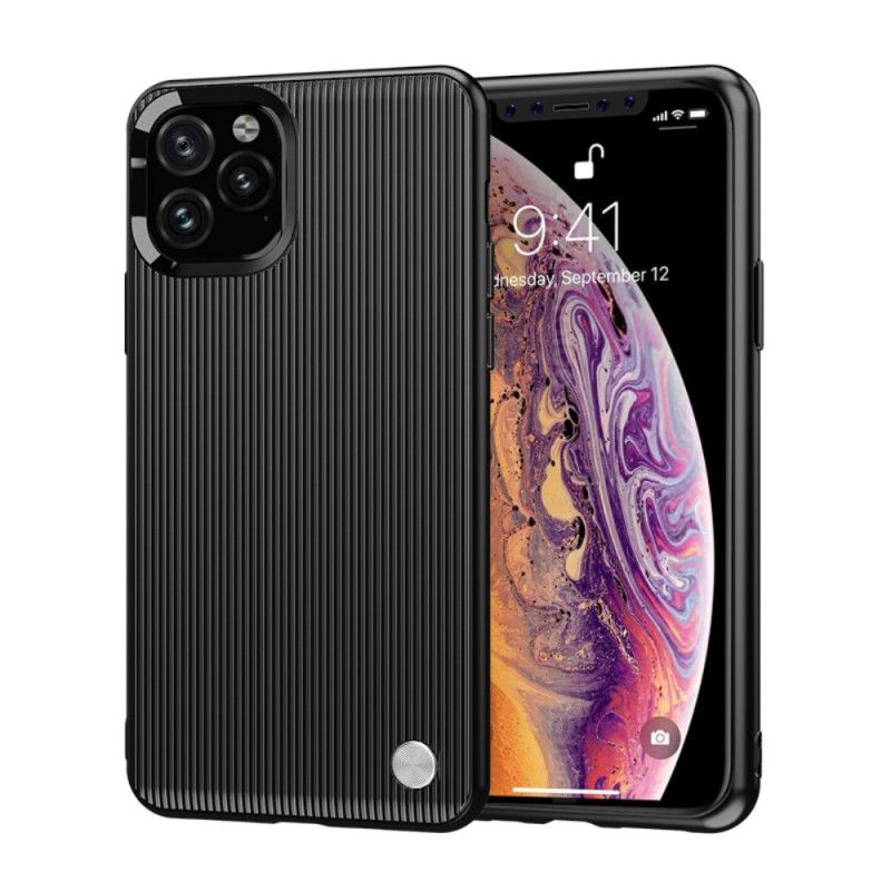 Hoesje iPhone 11 Pro Max Rood Zwart Getextureerde Siliconen