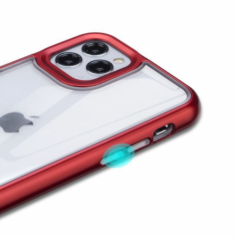 Hoesje iPhone 11 Pro Max Rood Zwart Hybride Metalen Randen