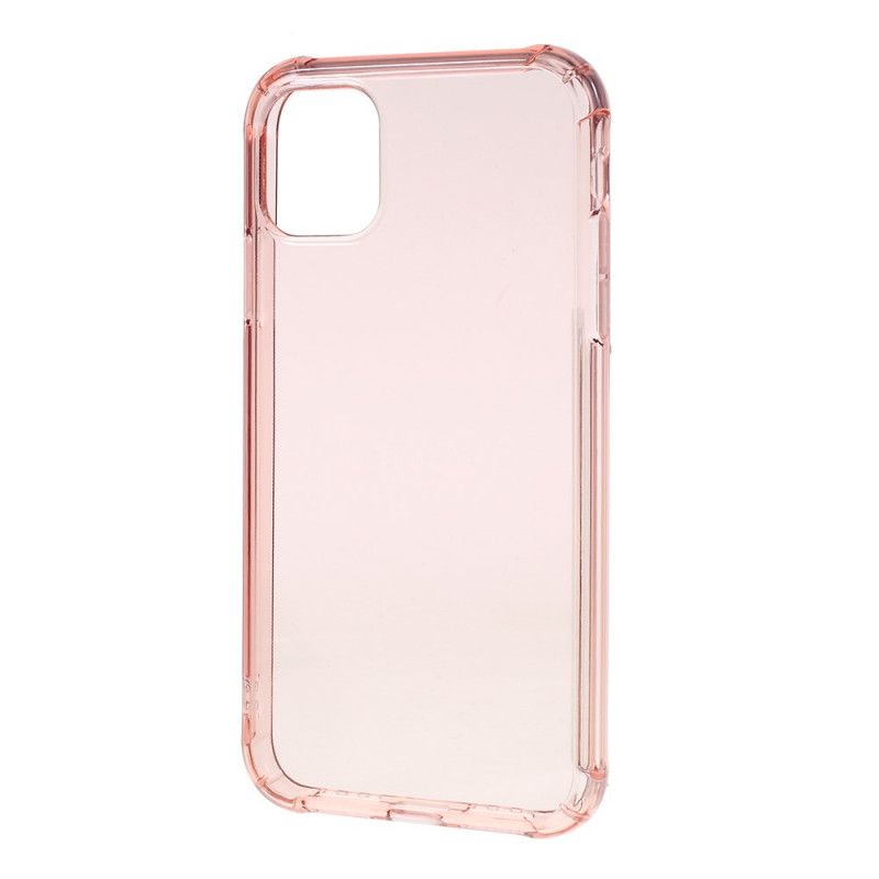 Hoesje iPhone 11 Pro Max Roze Grijs Transparant Gekleurde Versterkte Hoeken