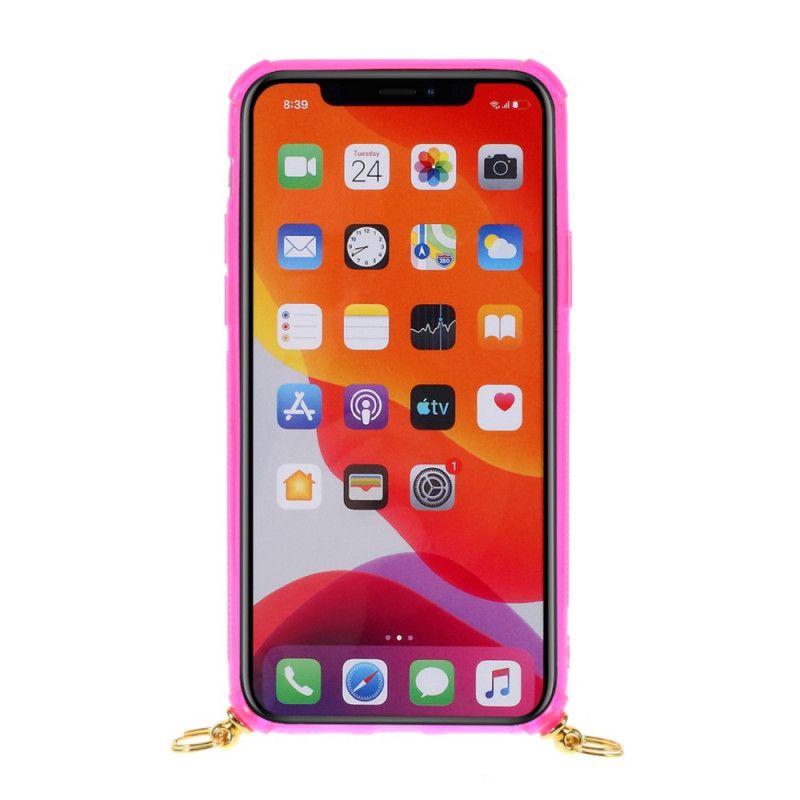 Hoesje iPhone 11 Pro Max Roze Magenta Koord Met Kaarthouder