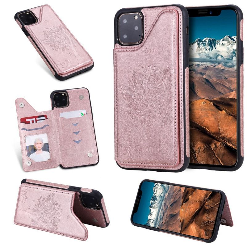 Hoesje iPhone 11 Pro Max Roze Rood Multifunctionele Kattenprint