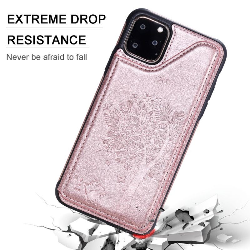 Hoesje iPhone 11 Pro Max Roze Rood Multifunctionele Kattenprint