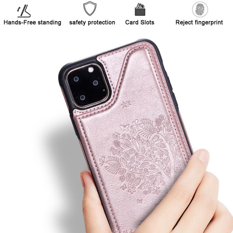 Hoesje iPhone 11 Pro Max Roze Rood Multifunctionele Kattenprint