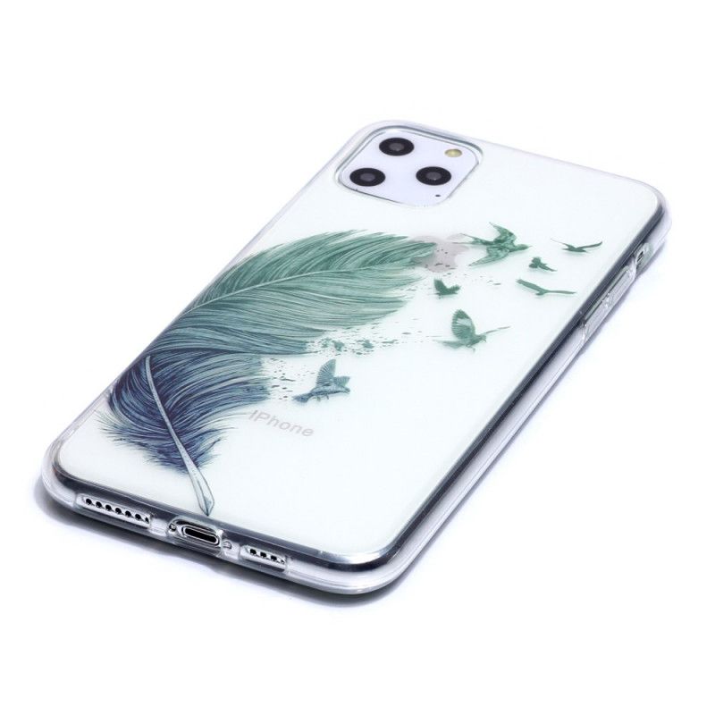 Hoesje iPhone 11 Pro Max Transparant Gekleurde Veer