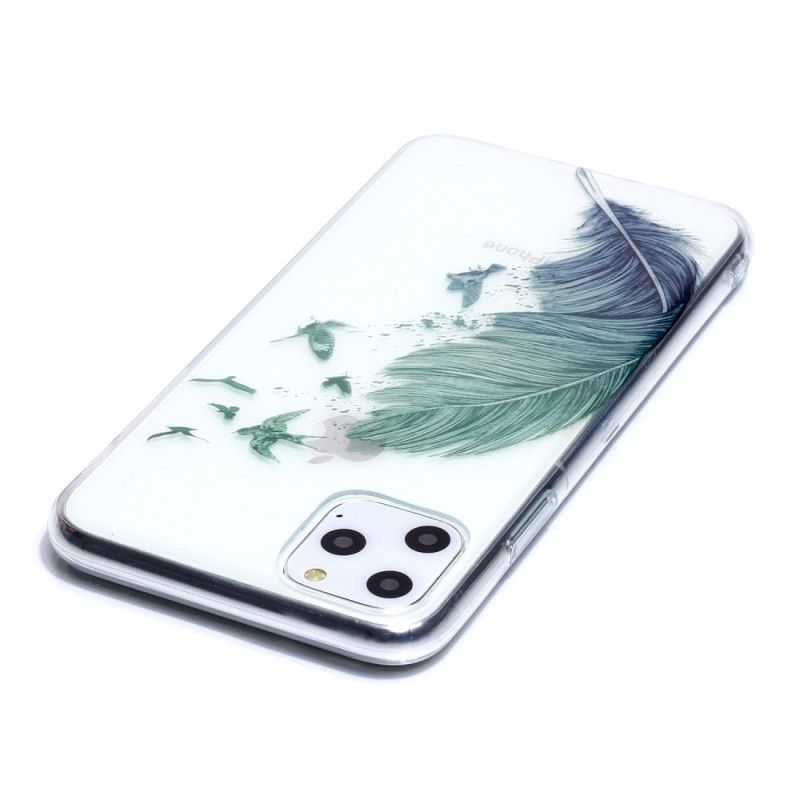 Hoesje iPhone 11 Pro Max Transparant Gekleurde Veer