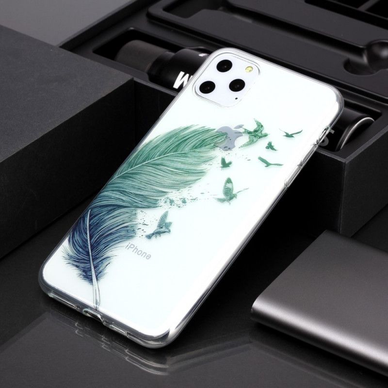 Hoesje iPhone 11 Pro Max Transparant Gekleurde Veer